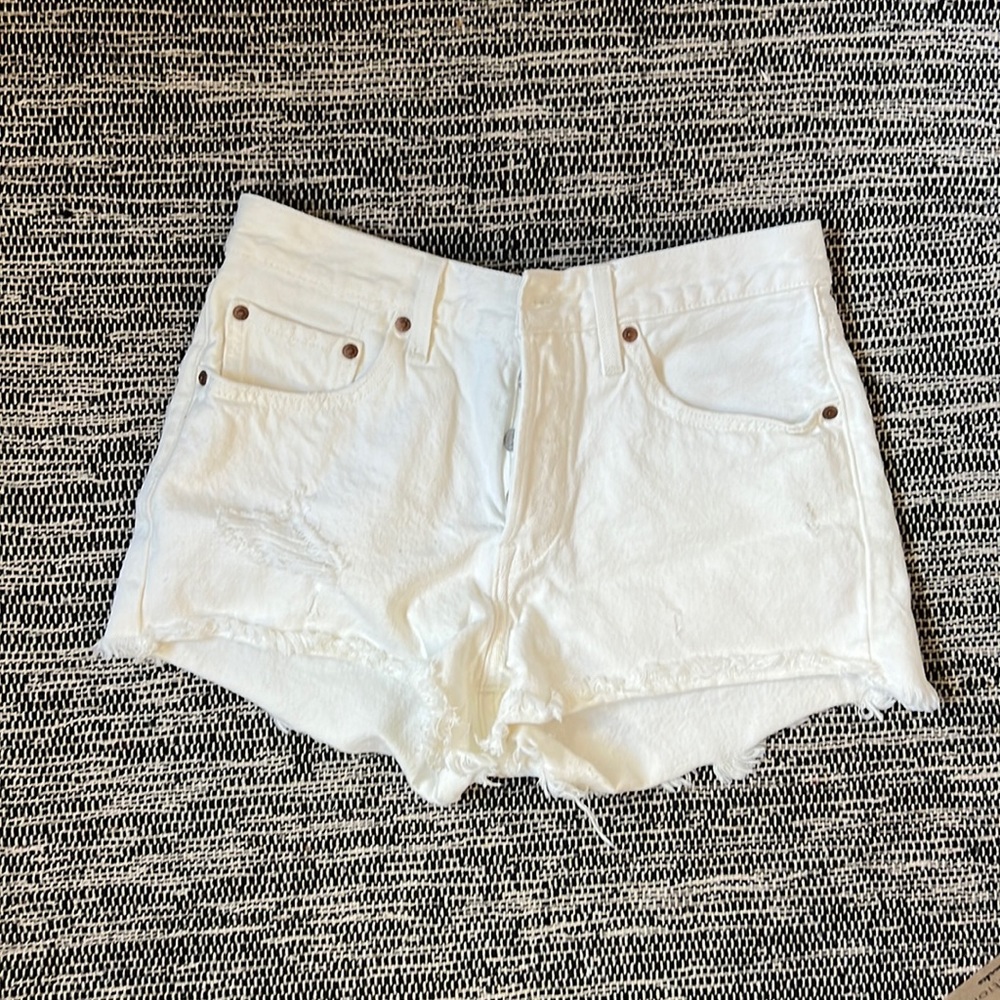 Levi’s 501 Button Fly Denim Shorts - White